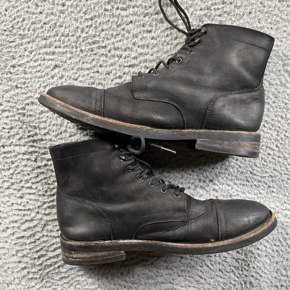 THURSDAY BOOT COMPANY CAPTAIN BOOTS MENS 11.5 BLACK MATTE LACE UP LEATHER *READ* - Picture 9 of 12
